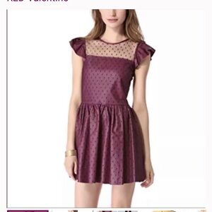 Red Valentino Women’s Dress Sz S Polka Dot Mesh Leather Sz 42
